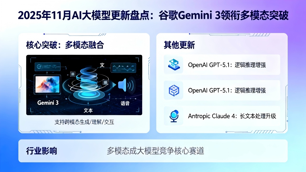 2025年11月AI大模型更新盘点：谷歌Gemini 3领衔多模态突破
